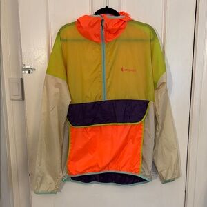 cotopaxi Neon Orange, Lime, Purple, Cream Colorblock Windbreaker Pullover